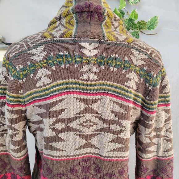 Eddie Bauer Vintage Shawl Collar Aztec Southwest Sweater Jacket Cardigan XS - Picture 5 of 14